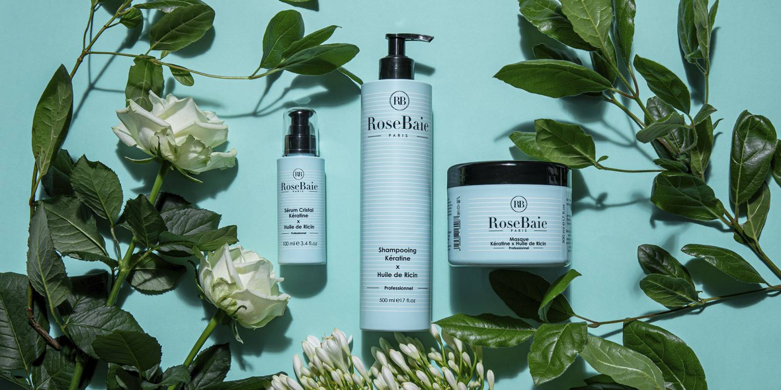 Soins pour tous types de cheveux Rosebaie à Huile de Ricin associée à la Kératine, sans sulfates controversés